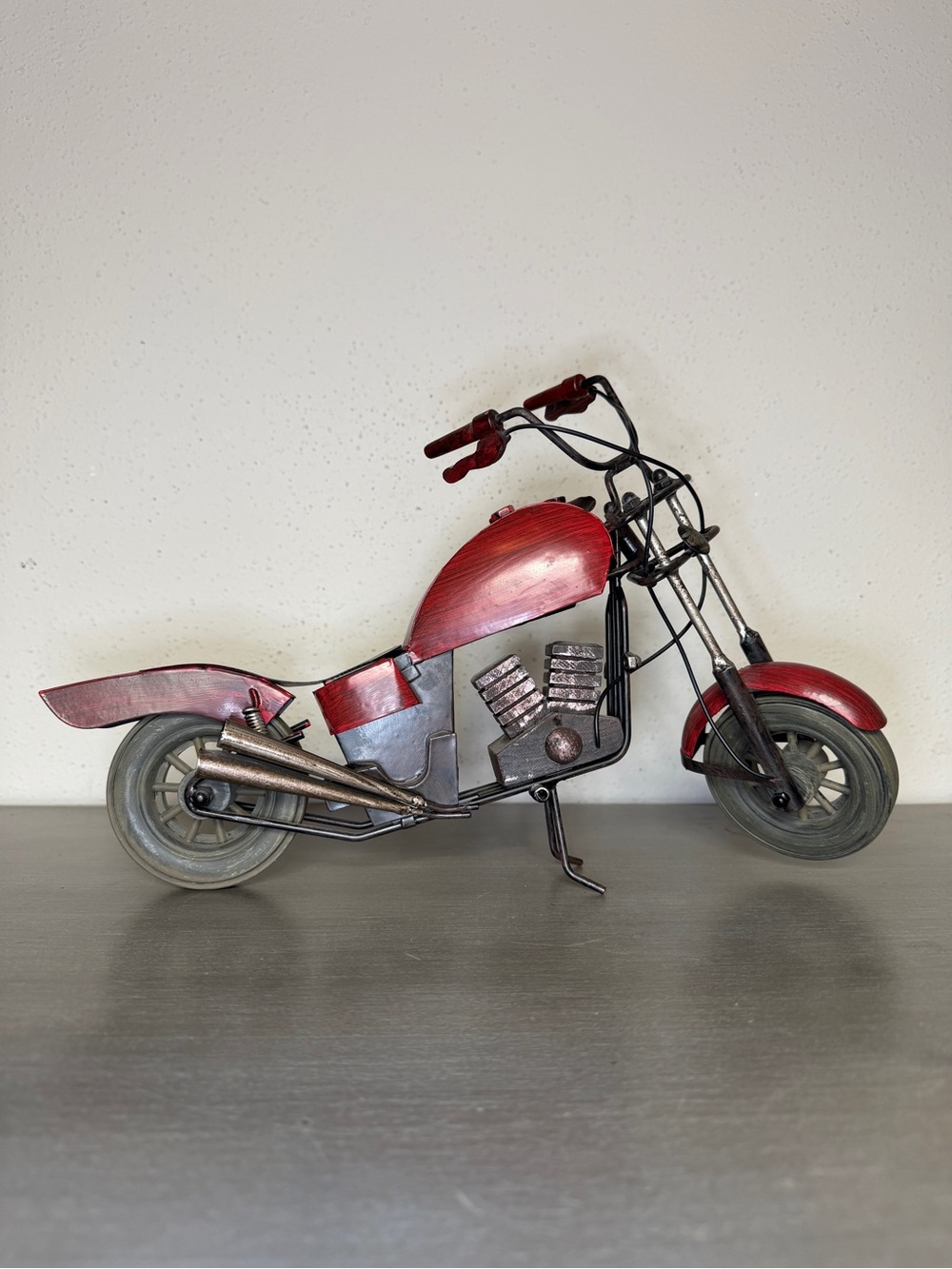 Handcrafted Motorcycle Art Sculpture Tabletop Home Decorative Metal 15” x9" Bike - Picture 2 of 7